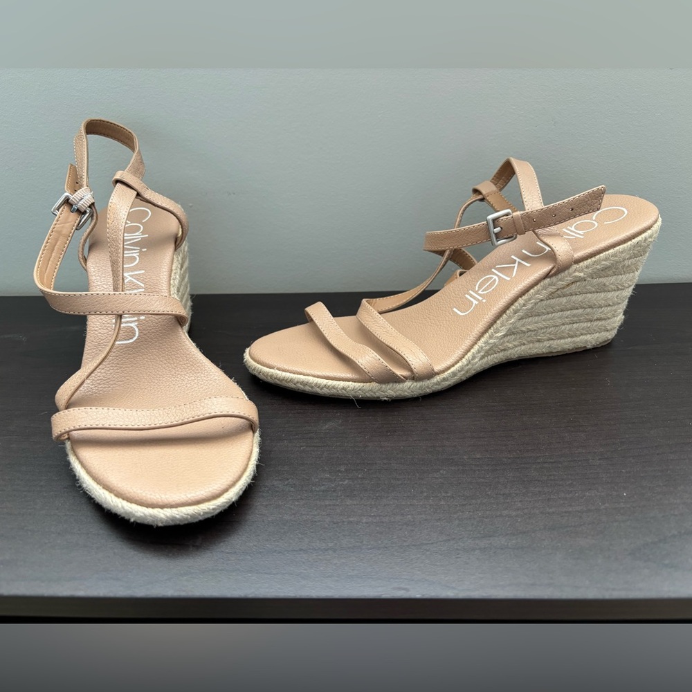 Calvin Klein Beige Wedge Sandals